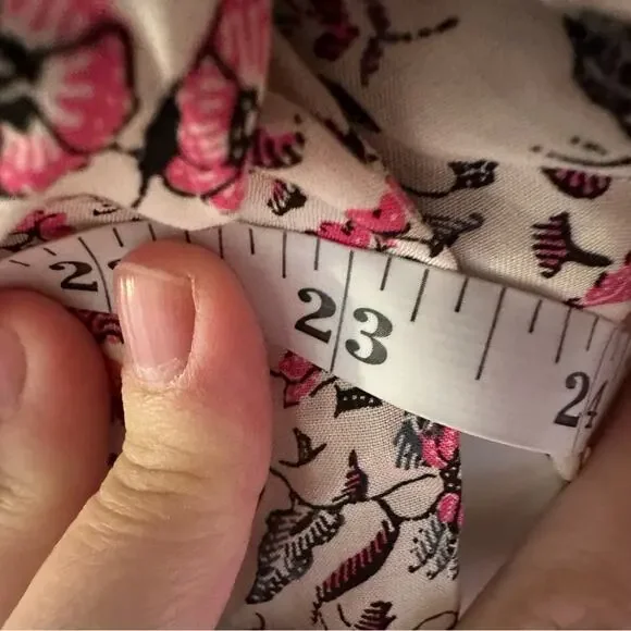 NWT Natalie Martin White Pink Floral Short Sleeve Blouse Top XS Oversized